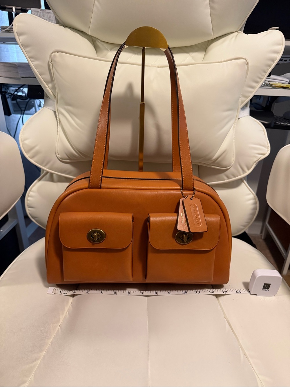 Coach Twin Turnlock Leather Shoulder Bag